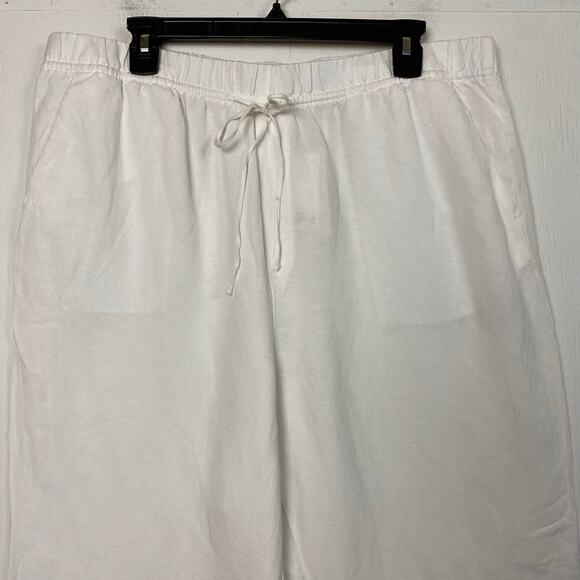 H&M White Linen Blend Wide Leg Crop Pants Size Extra Large - Picture 2 of 6